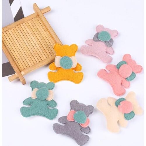 10pcs/lot Lovely fabric accessories,creative pompon bear padded Appliques for Childrens headwear garmentsDIY crafts materials