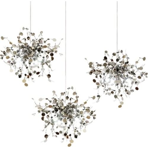 Modern minimalist plating gold stainless steel DIY chandelier Nordic restaurant decoration LED G9 lighting fireworks design lamp