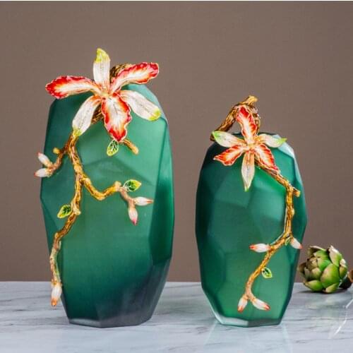 TT Glass Vase Decoration Living Room Countertop European Style Villa Entrance Decoration Craft Gift Simple