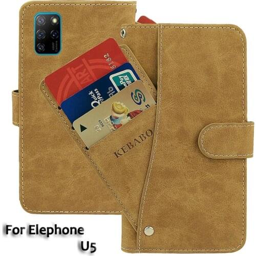 Vintage Leather Wallet Elephone U5 Case 6.4" Flip Luxury Card Slots Cover Magnet Phone Protective Cases Bags