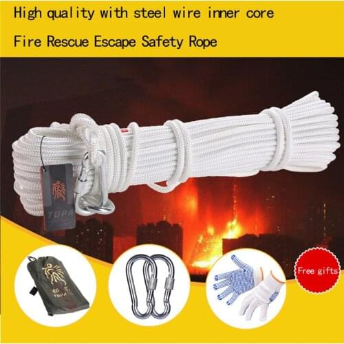 High quality 8mm with steel wire inner core Stronger Fire Rescue Escape Safety Rope family emergency Wall Tree Climbing Paracord