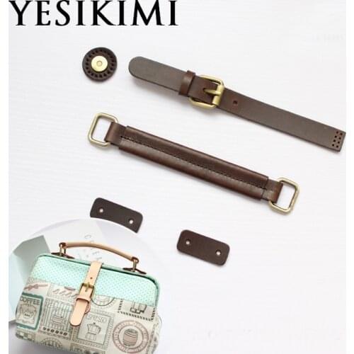 YESIKIMI DIY 1 Set Doctor Bag Accessories Replacement Genuine Leather Bag Handle Buckles Repair