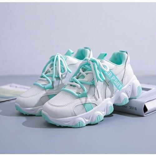 Womens shoes sneakers green fashion rest thick-soled sports running vulcanized shoes