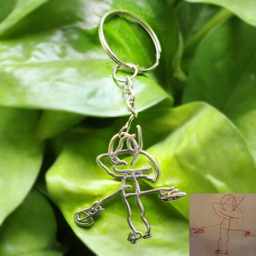 1PC Childrens Drawing Necklace Keychains Artwork Baby Jewelry Findings For Christmas Gift Can Customize