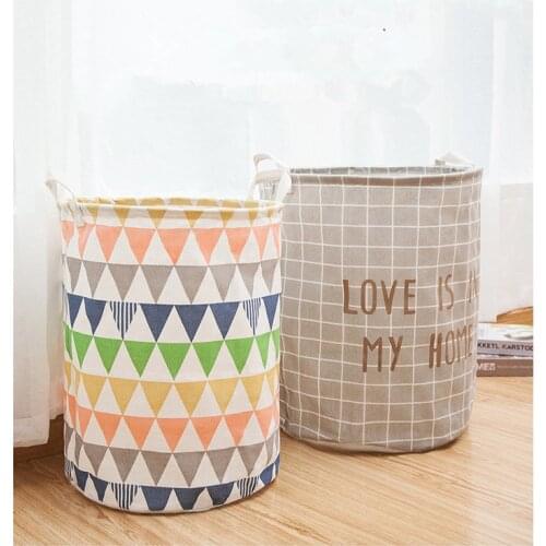 1PC Laundry Basket Storage Basket Organization Folding Desk Cotton Linen with Handle Dirty Clothes Sundries Storage Bag LF 266