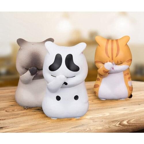1Pc Cover Face Cat Toys Children Handmade Cartoon Kitten Doll Toy Cake Decoration Kids Cartoon Animal Ornaments Gifts