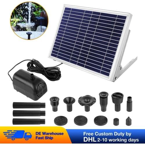 10W 1350 L/H Solar Power Fountain Waterfall Solar Panel With 10 Different NozzleWater Pump Kit For Garden Pond Bird Bath