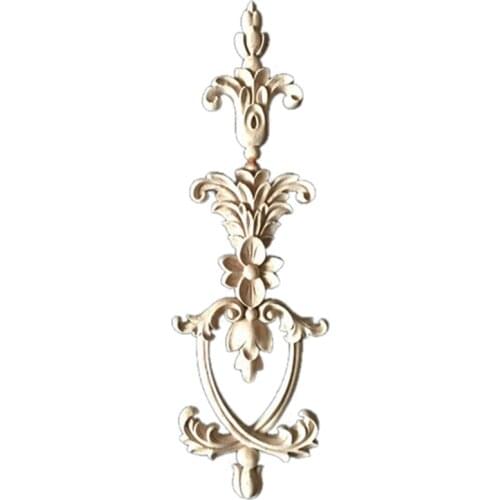 1X Rubber Wood Carved Applique Vintage Furniture Craft Decor #3