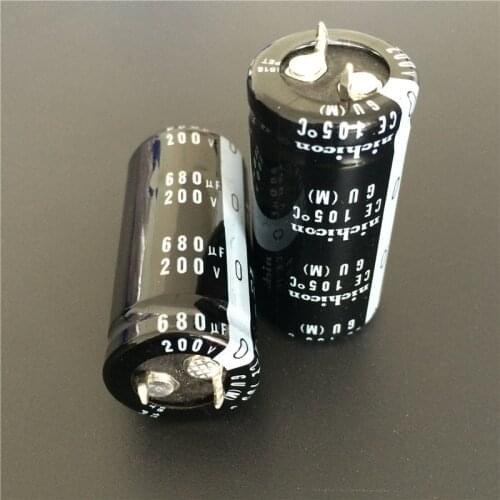 2pcs 680uF 200V NICHICON GU Series 22x45mm High Quality 200V680uF Snap-in PSU Aluminum Electrolytic Capacitor