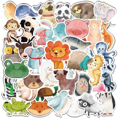 50pcs Cartoon Cute Animals Stickers For Laptop Computer Notebook Adesivos Craft Supplies Scrapbooking Material Christmas Sticker