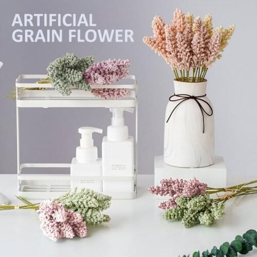 6pcs Romantic Artificial Grain Dried Flower Bouquet Home Party Wedding Table Decor Fake Flower Decorations Accessories