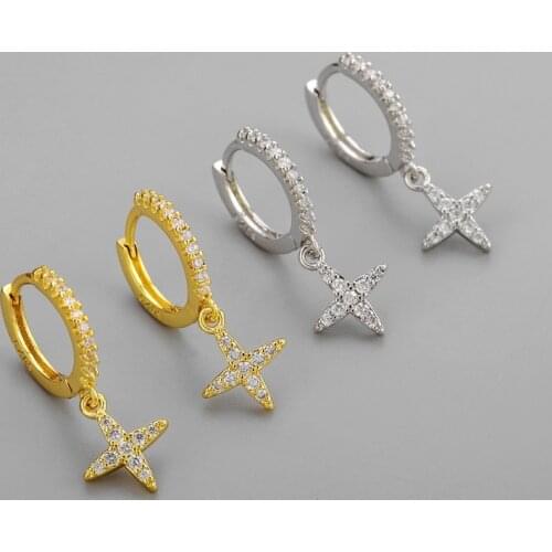 925 Sterling Silver Cross Pendant Charm Stud Earrings For Women Girls Party Wedding Punk Jewelry eh1334