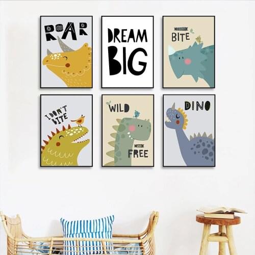 Abstract Dinosaur Poster Crocodile Animal Art Print Big Dream Quotes Canvas Painting Nursery Picture Nordic Baby Kids Room Decor