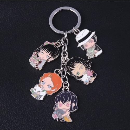 Demon Slayer Kimetsu no Yaiba Tsuyuri Kanao Hashibira Inosuke Sabito Makomo Kibutsuji Muzan Cute Enamel Alloy Keychain Key Chain