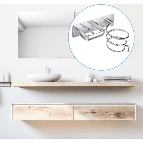 Hands Free Hair Dryer Holder Straightener Holder Stand Spiral Wall Mounted Hair Dryer Storage Organizer Bathroom Shelf Hanger