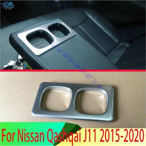 For Nissan Qashqai J11 2015 2016 2017 ABS Chrome Rear Seat Drink Cup Holder Chrome Trim Cover Bezel Surround Frame Styling