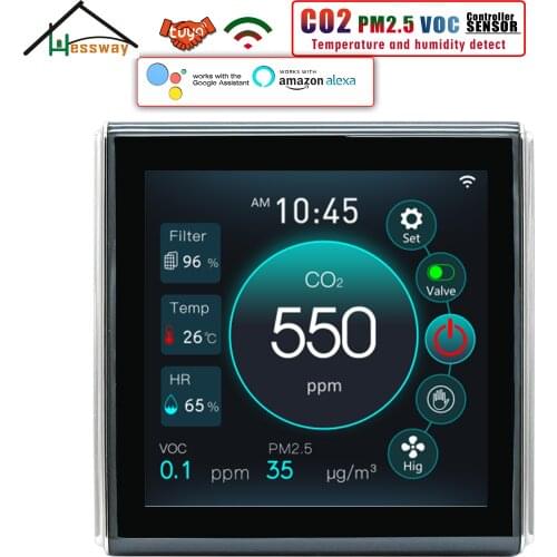 HESSWAY TUYA RS485 WIFI 3 Fan Speeds Infrared CO2 Sensor Control for Temperature Humidity Detector Ventilation System