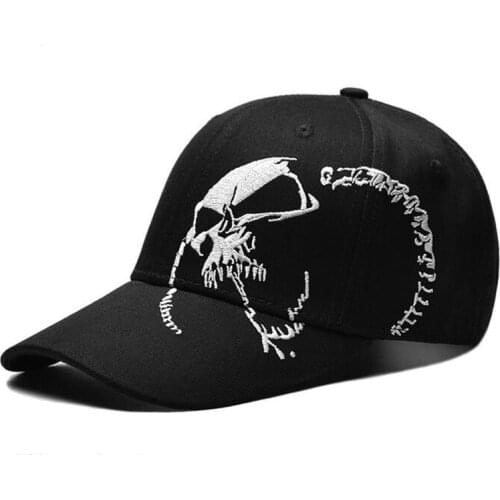 New Embroidered Skull Cap For Men Cotton Sports Baseball Caps Fashion Black Pattern Women Snapback Army Male Cap Hip Hop Bone