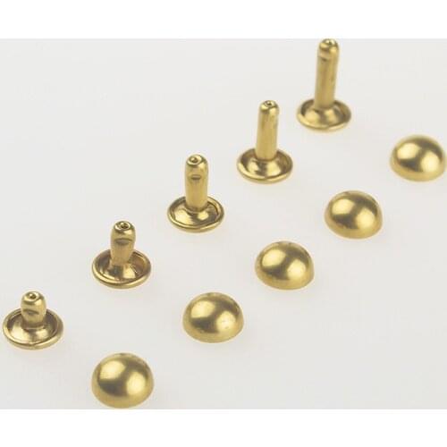 100Pcs Brass 6mm Mushroom Nail Round Arched Rivets Studs Decorative Rivets For Belt Clothing Bags Shoes Leather Craft Decoration