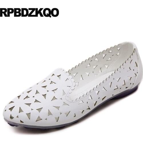 Loafers Designer Shoes Women Luxury 2021 Comfortable Latest Round Toe 10 Sandals Breathable Size 33 Hollow Out Large White 11