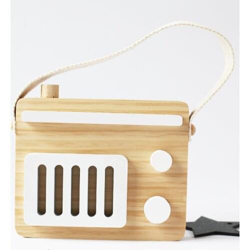 Nordic Wood Tape Recorder Children Toys Radio Figurines Kids Room Hanging Decoration Crafts Shop Decorative Photography Props