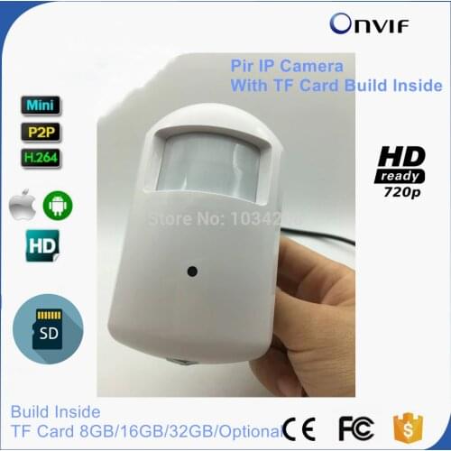 720P HD Indoor Pir Camera Motion Detector PIR Style Security Mini IP Camera SD Card Slot 8GB/16GB/32GB Audio Optional