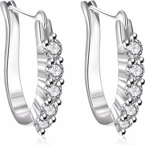 Fashion 925 Silver Earrings Zircon Crystal Earrings Woman Glamour Jewelry Gift