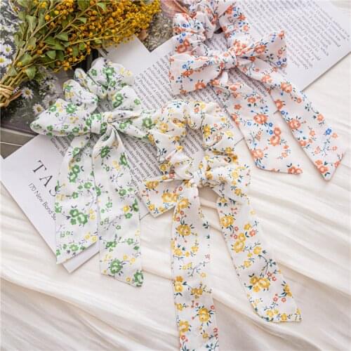 6 pieces chiffon hair ties in fashion style, silk satin bow, hair ties, ponytail holders for women or girls