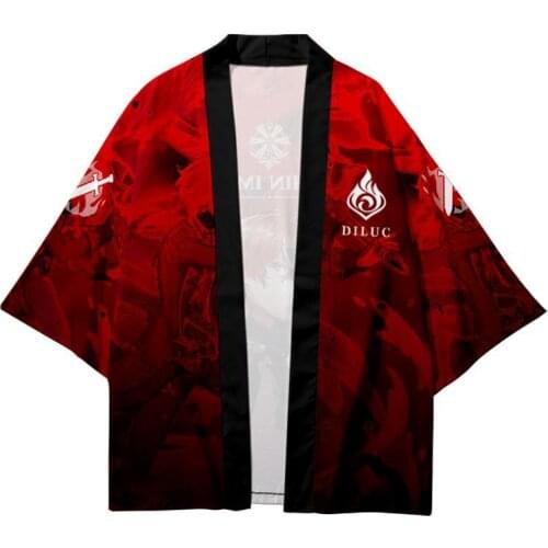 Fashion Genshin Impact Zhongli Cosplay Costume Venti Qiqi Keqing Klee Tops Anime Game Print Japanese Kimono Party Cardigan Shirt