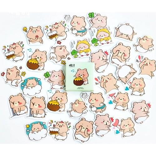 45 pcs/pack Greedy Bear Decorative Sticker Set Diary Album Label Stickers DIY Stationery Stickers Gift Diary Deco Pack
