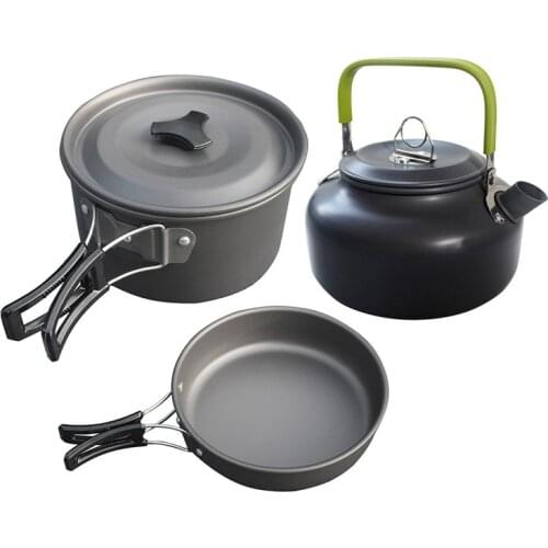 Ultralight Camping Cookware Kit Aluminum Alloy Outdoor Tableware Set Water Kettle Pan Pot Travelling Hiking Picnic BBQ Equipment