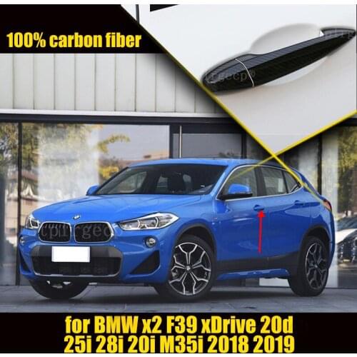 100% Real Carbon Fiber Car Door Handle Cover Trim Decoration for BMW X2 F39 XDrive 20d 25i 28i 20i M35i 2018 2019