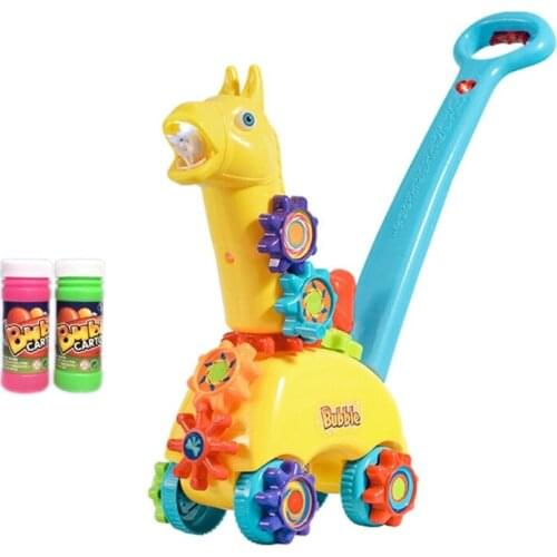 2021 New Hand Push Giraffe Electric Bubble Machine Automatic Blowing Bubble Blower Maker