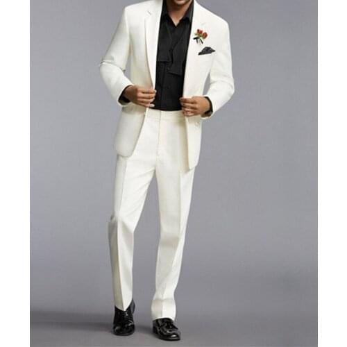New Arrival Groomsmen Ivory Groom Tuxedos Notch Lapel Men Suits Wedding/Prom Best Man Blazer ( Jacket+Pants+Tie ) C361