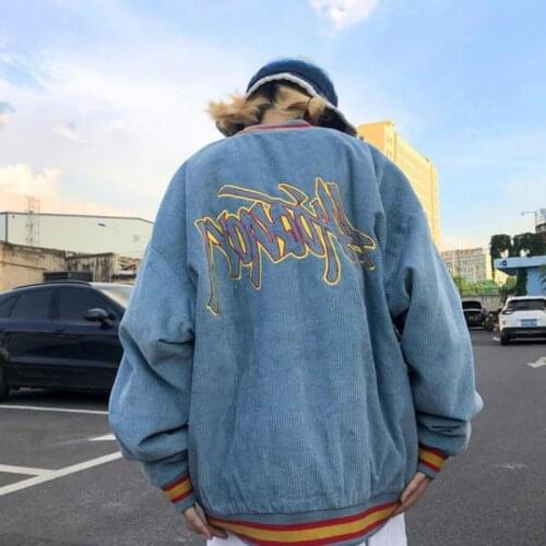 Autumn Corduroy Student Baseball Racer Letter Jacket Coat Bomber Man Women Female Harajuku Streetwear Gothic Plus Size Goth