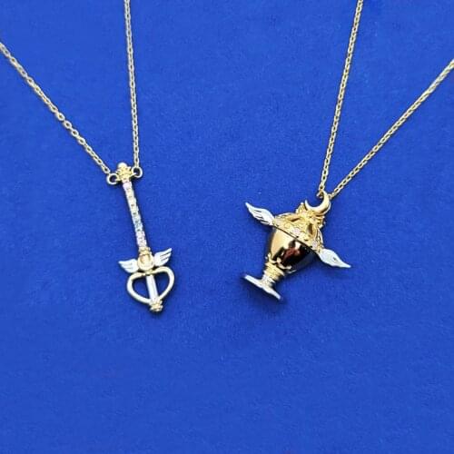 Japanese Anime Sailor Mooon Eternal Moon Chalice Necklace Pendant 925 Sterling Silver Jewelry Women Girls Birthday Gifts