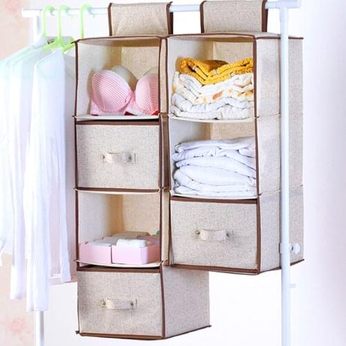 Wardrobe Hanging Organizer Storage Drawer for Clothes Cotton Linen Sundries Box Baskets Underwear Organizador De Bolsos De Mujer