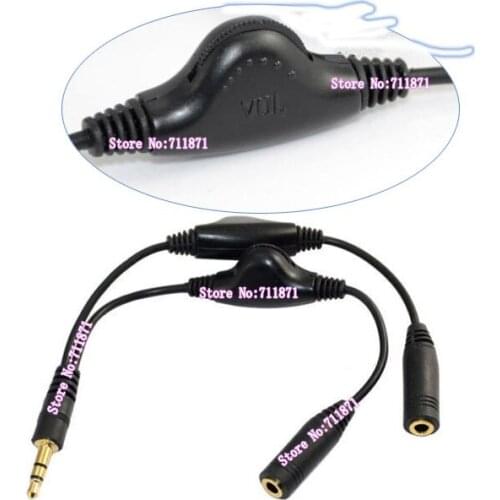 With Audio control 3.5 couple headset Audio cable Line + - VOL 3.5 Male 2 two Double Female Audio Line one Male two 2 Female 3.5