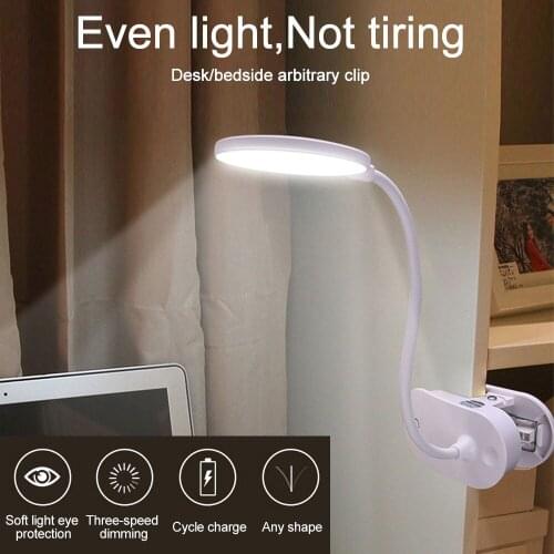 Touch Reading Desk Lamp 1200mAh LED Night Light Rechargeable USB 18650 Battery For Book Bed Clip Wireless Table Lamp
