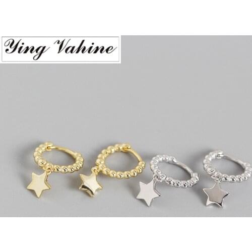 Ying Vahine 100% 925 Sterling Silver Small Beads Star Pendant Drop Earrings for Women
