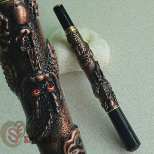 ROLLER BALL PEN JINHAO 41 COPPER WITH DRAGON EMBOSSMENT CRYSTAL