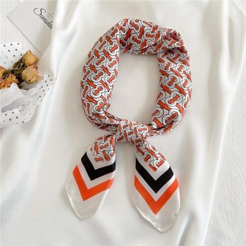 Silk Square Scarf Fashion Lady Hairband Tie Soft Foulard Neckerchief Spring Scarves Women Design Print Bandana Shawl Wrap 2021