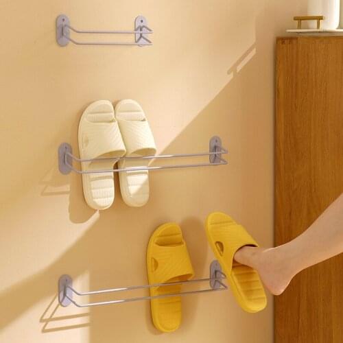 Bathroom Slippers Rack Wall Hanging Wall Toilet Shoe Storage Toilet Free Punch Sandal Rack Shelf Wall Shelf Shoes Organizers