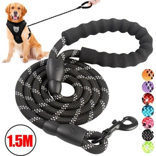 1.5M Reflective Pet Lead Leashes with Comfortable Padded Handle Durable Nylon Rope Outdoor Security Training Dogs Harness Leash
