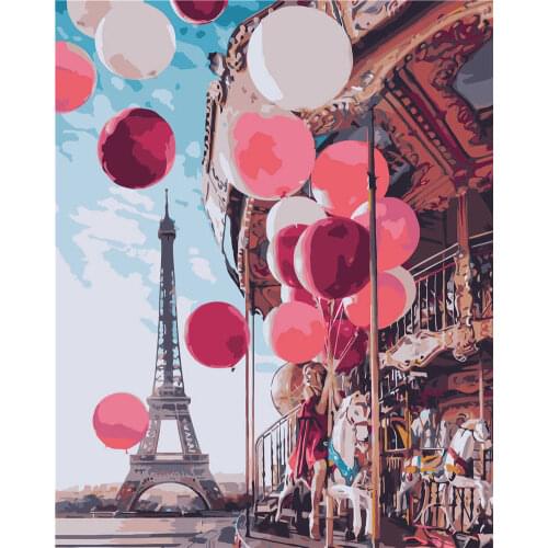 Home Decoration Wall Painting Factory Wholesale Accept Booking Woman holding Balloons Painting By Numbers