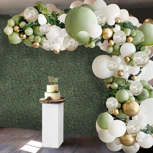 Olive Green Balloons Arch Garland Kit White Gold Confetti Latex Balloons Set for Wedding Birthday Baby Shower Party Decorations