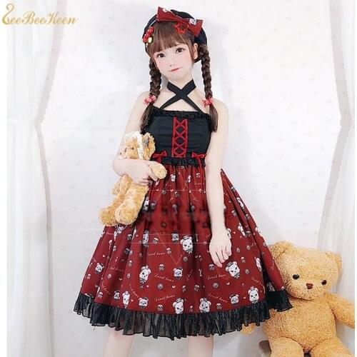 Japanese Cute Lolita bear clothes Headwear For Girls Lolita Cosplay Costume For Adult Anime Sweety Lolita JSK Dress For Women