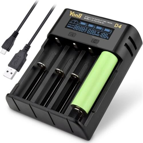 YONII charger for 18650 battery charger 3.7v lithium battery charger for ni-mh 1.2v rechargeable battery LCD charger