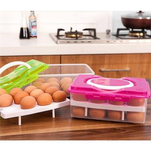 Kitchen Egg Storage Box 24 Grid Egg Box Food Container Organizer Boxes for Storage Double Layer Multifunctional Egg Crisper