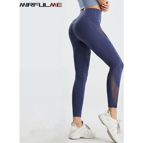 Women Mesh Sport Leggings High Waist Hip Lifting Yoga Pant Quick Dry Running Trousers Girls Elastic Gym Workout Tights Sportwear